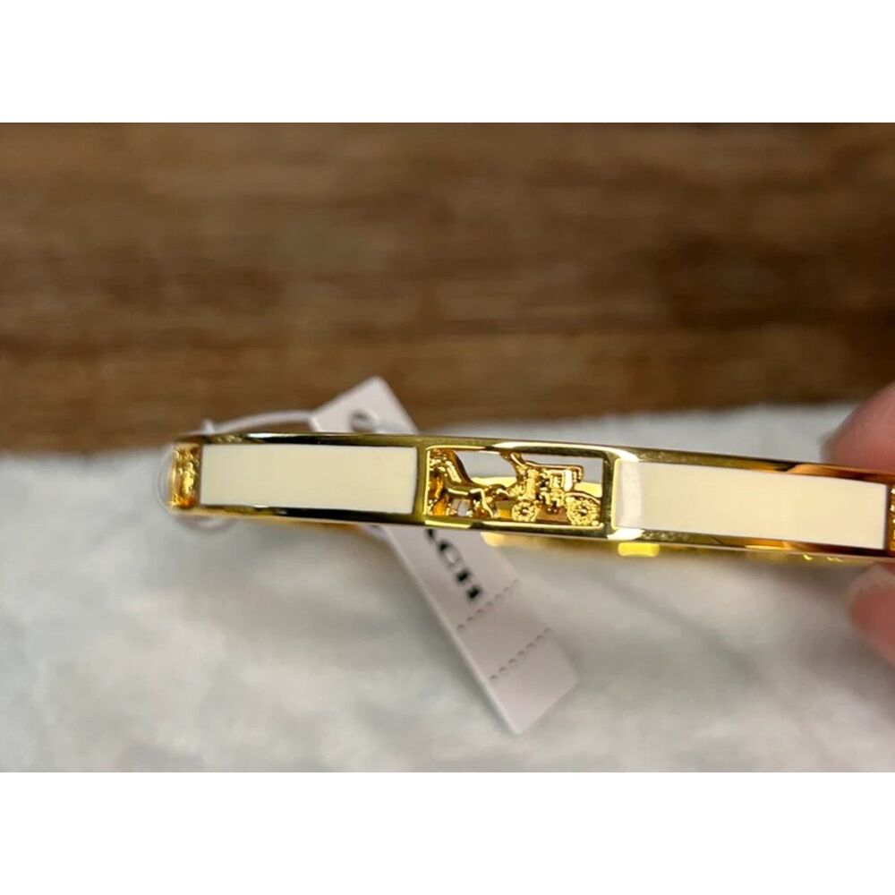 Coach Signature Horse & Carriage Cut-Out Bangle Bracelet NWT